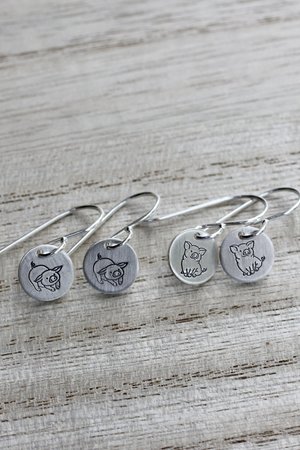 Tiny Sterling Silver Pig Earrings