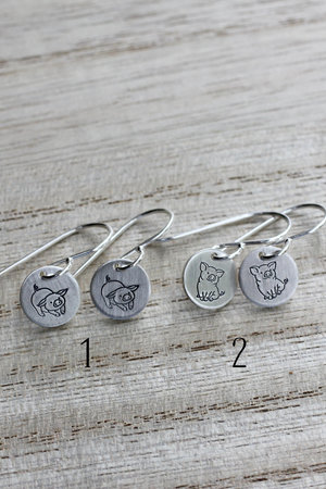 Tiny Sterling Silver Pig Earrings