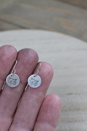 Tiny Sterling Silver Pig Earrings