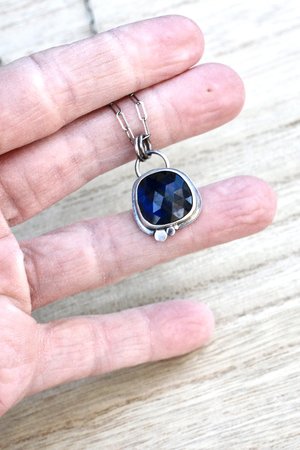 Blue Flash Labradorite and Sterling Silver Necklace