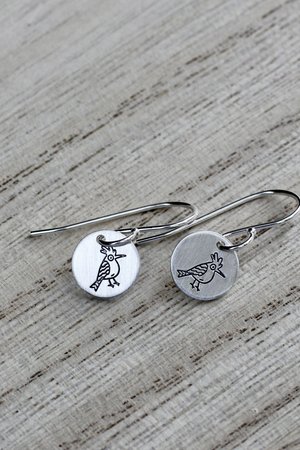 Tiny Sterling Silver Woodpecker Earrings