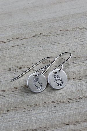 Tiny Sterling Silver Penguin Earrings