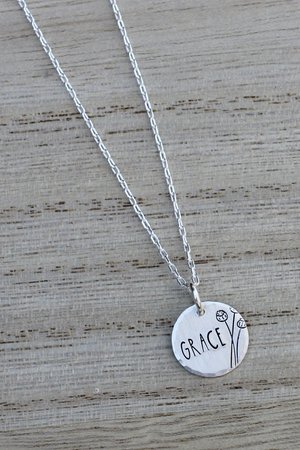 Inspirational Words Tiny Hand Stamped Necklace in Sterling Silver