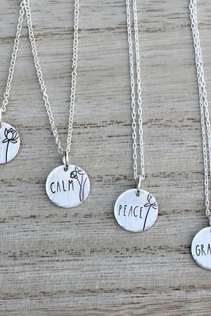 Inspirational Words Tiny Hand Stamped Necklace in Sterling Silver