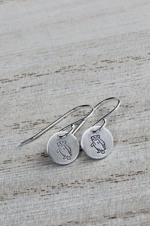 Tiny Sterling Silver Penguin Earrings