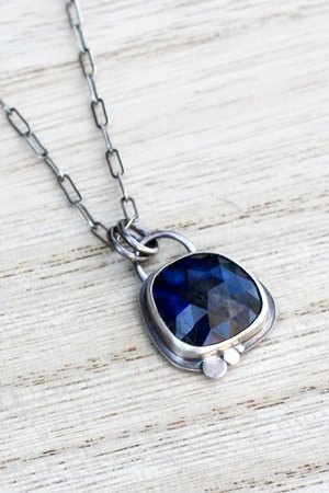 Blue Flash Labradorite and Sterling Silver Necklace