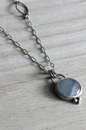Light Grey Sapphire and Sterling Silver Necklace