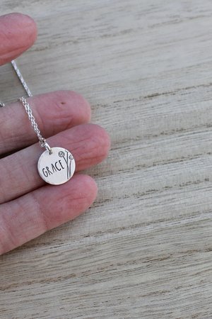 Inspirational Words Tiny Hand Stamped Necklace in Sterling Silver