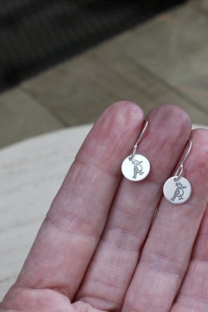 Tiny Sterling Silver Woodpecker Earrings