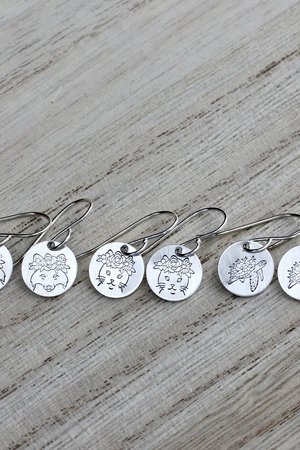 Little Flower Animal Earrings in Sterling Silver