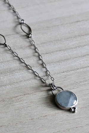 Light Grey Sapphire and Sterling Silver Necklace