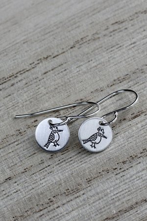 Tiny Sterling Silver Woodpecker Earrings