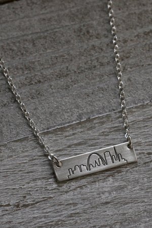 St. Louis Skyline Necklace, Bar Necklace in Sterling Silver