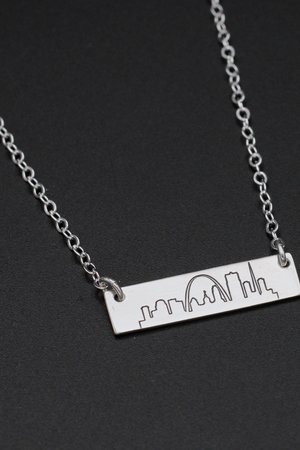 St. Louis Skyline Necklace, Bar Necklace in Sterling Silver