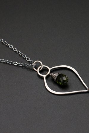Chrome Diopside and Sterling Silver Petal Necklace