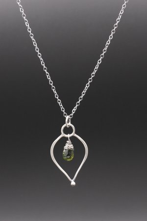 Chrome Diopside and Sterling Silver Petal Necklace