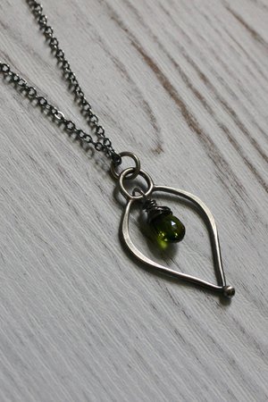 Chrome Diopside and Sterling Silver Petal Necklace