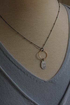 Sterling Silver and 14 K Gold Filled Mixed Metals Floral Necklace