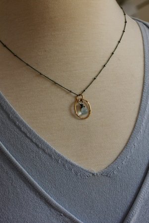 Mixed Metals Necklace with Sterling Silver, 14K Gold Filled and Blue Topaz