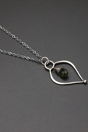 Chrome Diopside and Sterling Silver Petal Necklace