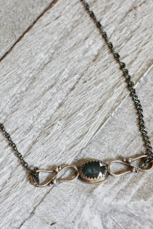 Green Sapphire and Sterling Silver Necklace