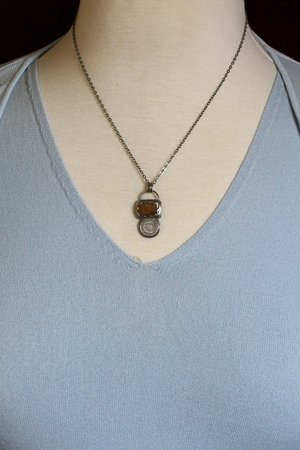 Sunflowers and Golden Yellow/Brown Sapphire Necklace in Sterling Silver