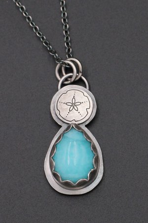 Amazonite and Sand Dollar Sterling Silver Necklace