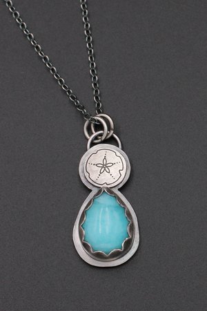 Amazonite and Sand Dollar Sterling Silver Necklace