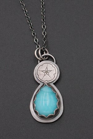 Amazonite and Sand Dollar Sterling Silver Necklace