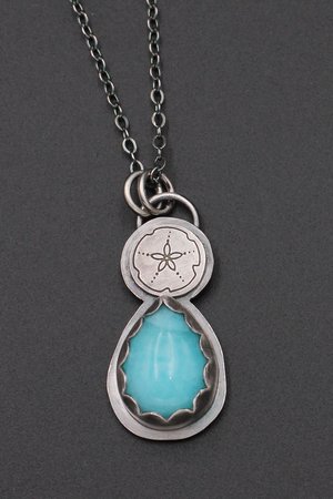 Amazonite and Sand Dollar Sterling Silver Necklace