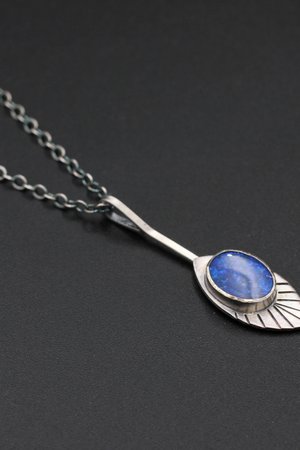 Australian Opal and Sterling Silver Leaf Necklace