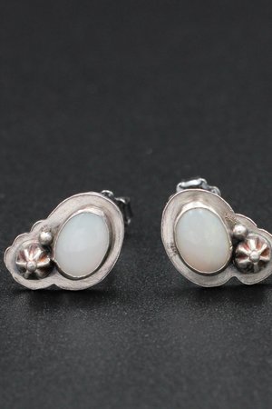 Opal and Sterling Silver Stud Earrings