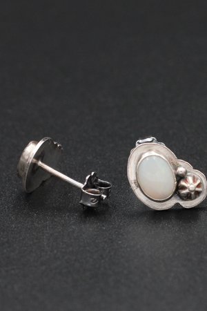 Opal and Sterling Silver Stud Earrings