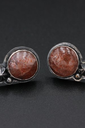 Sunstone and Sterling Silver Stud Earrings