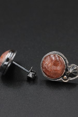 Sunstone and Sterling Silver Stud Earrings