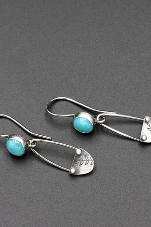 Amazonite and Sterling Silver Dangle Earrings with Leaves