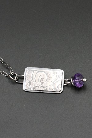 Sterling Silver Necklace with Amethyst Drop