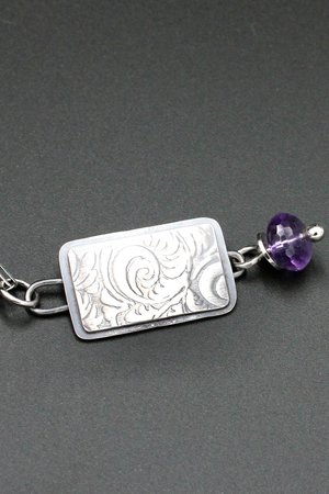 Sterling Silver Necklace with Amethyst Drop