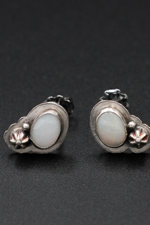 Opal and Sterling Silver Stud Earrings