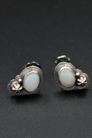 Opal and Sterling Silver Stud Earrings