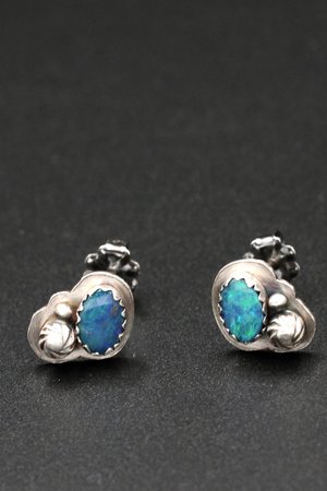 Australian Opal and Sterling Silver Stud Earrings