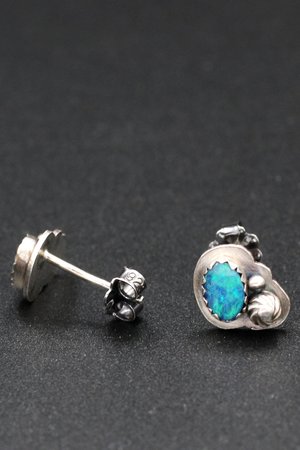 Australian Opal and Sterling Silver Stud Earrings