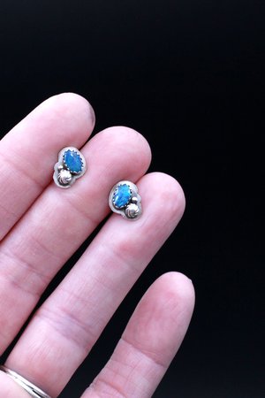 Australian Opal and Sterling Silver Stud Earrings