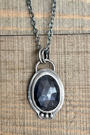 Grey Sapphire and Oxidized Sterling Silver Necklace