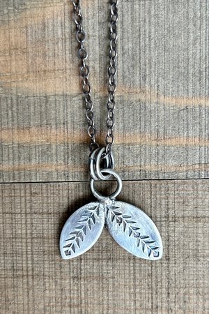 Oxidized Sterling Silver Leaf Necklace