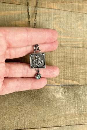 Green Kyanite and Oxidized Sterling Silver Leafy Necklace