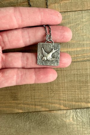 Oxidized Sterling Silver Bird Necklace