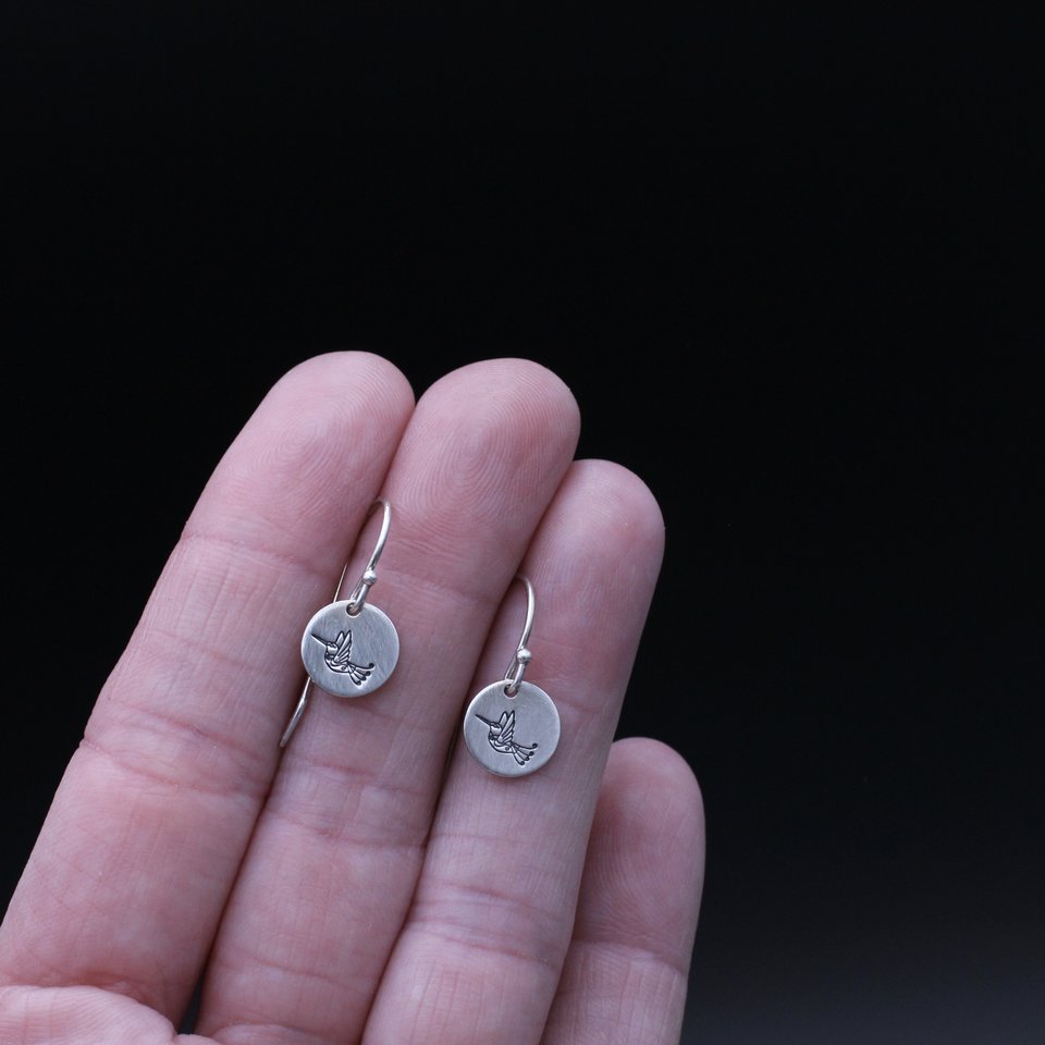 Tiny Sterling Silver Hummingbird Earrings