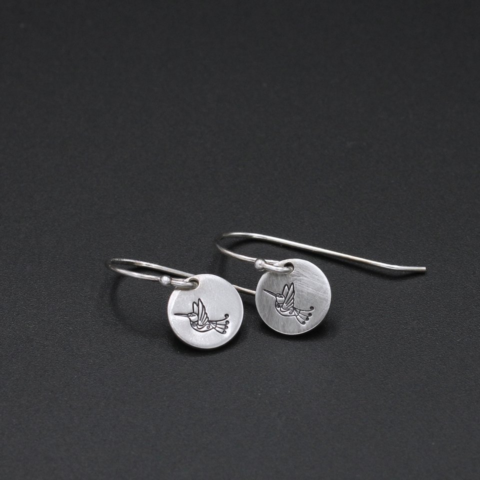 Tiny Sterling Silver Hummingbird Earrings