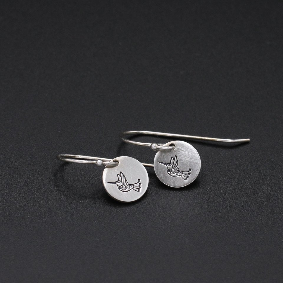 Tiny Sterling Silver Hummingbird Earrings